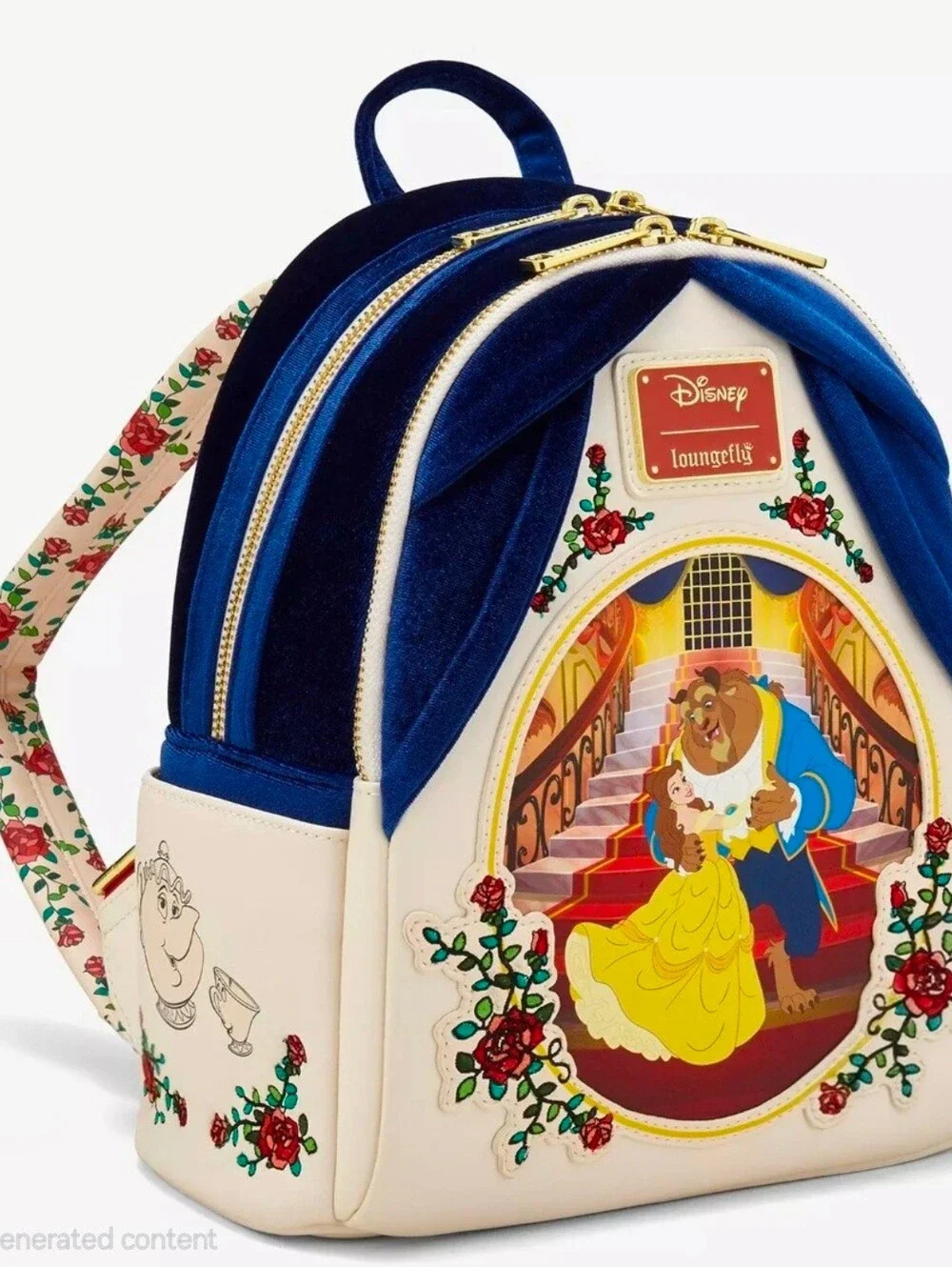 Loungefly Disney Beauty and the Beast Belle & Beast Velvet Mini Backpack NWT